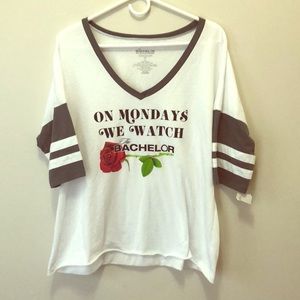 On mondays we watch the bachelor T-shirt baseball